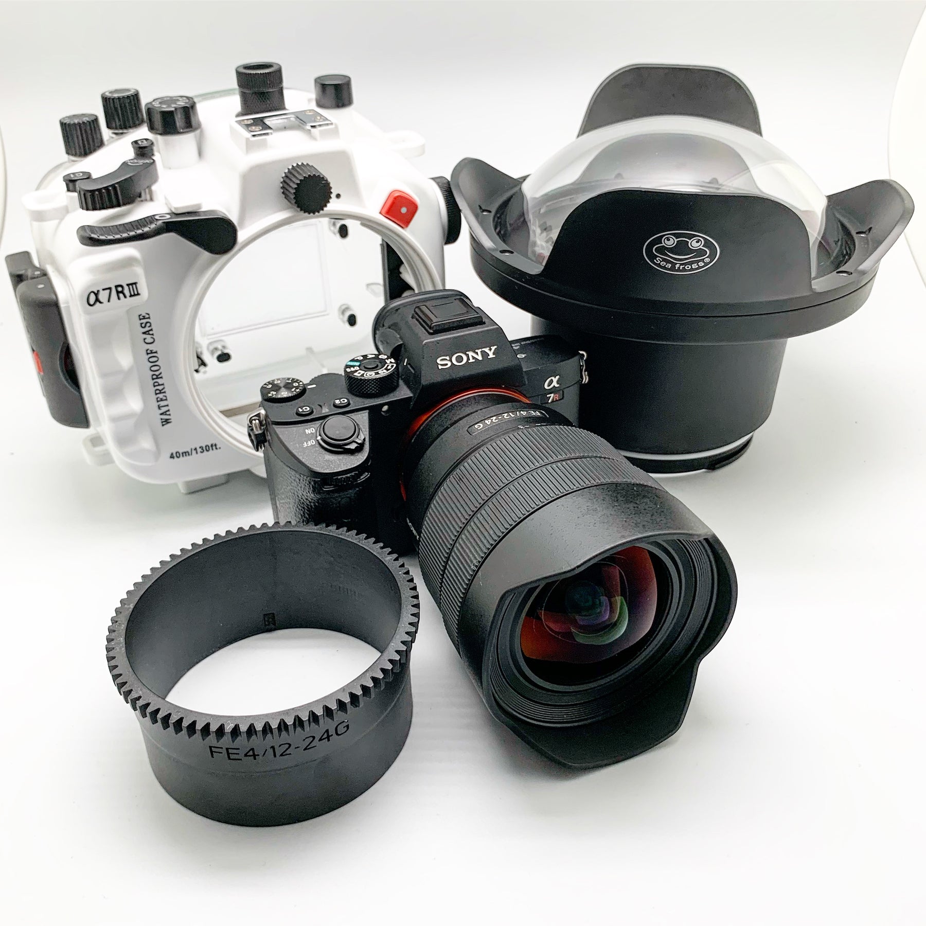 Zoom gear for Sony FE12-24mm lens Included as standard with Sea Frogs UW housing for A7 III / A7R III dome port bundle purchase at www.meikon.com.hk website.