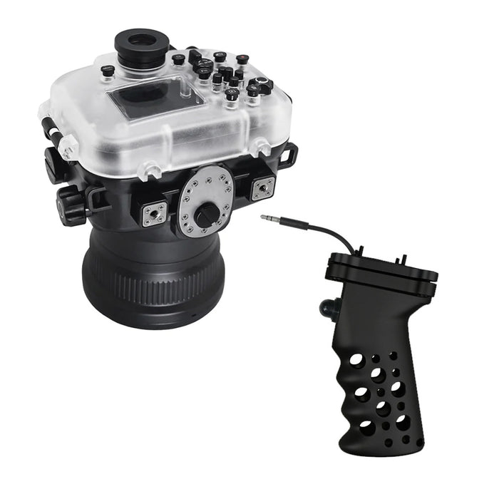 Sony A7 III V.3 Series UW camera housing with 6" Dome port & Aluminium Pistol Grip (Including Standard port) Zoom rings for FE12-24 F4 and FE16-35 F4 ZA OSS included. Black - Surf