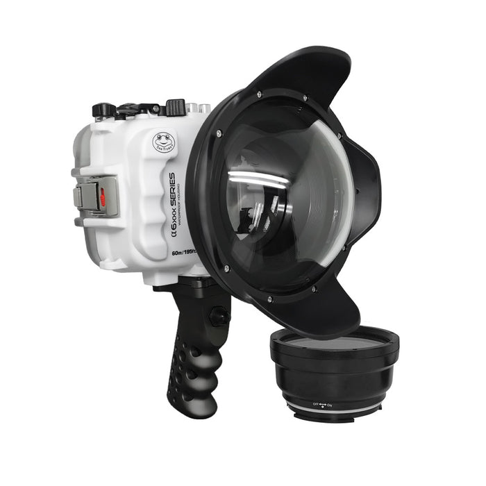 SeaFrogs UW housing for Sony A6xxx series Salted Line with Aluminium Pistol Grip & 6" Dry dome port (White) / GEN 3