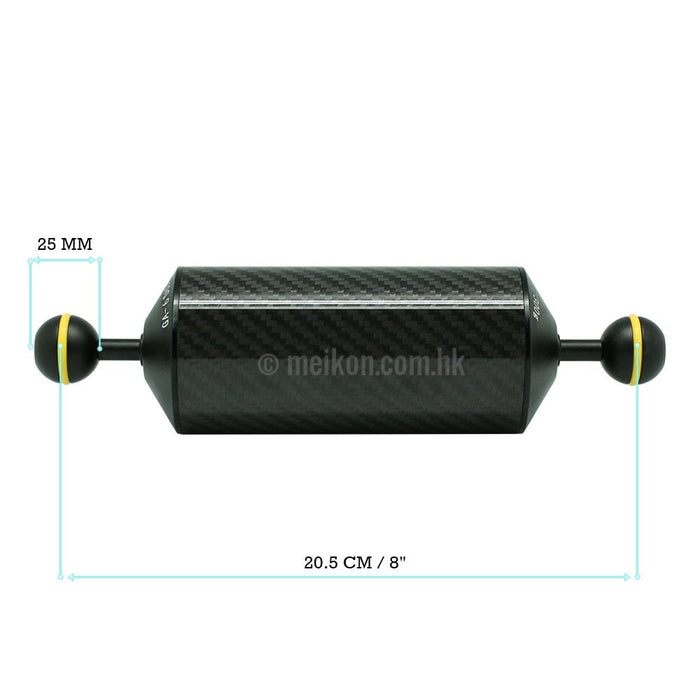 2 x 8"/20.5cm D60mm Carbon Fiber Underwater Float Arm for Video Light/Strobe mounting