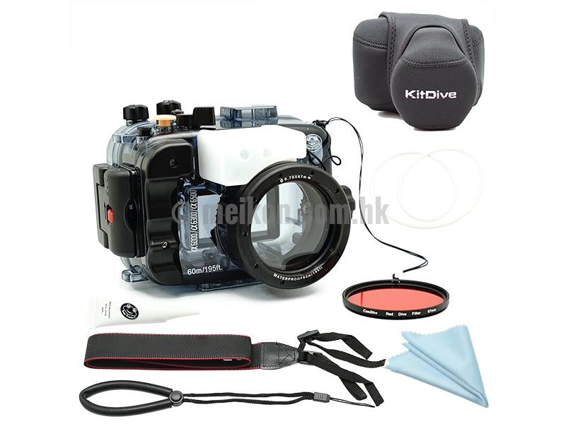 Sony A6500/A6400/A6300/A6000 60m/195ft SeaFrogs Underwater Camera Housing bundle