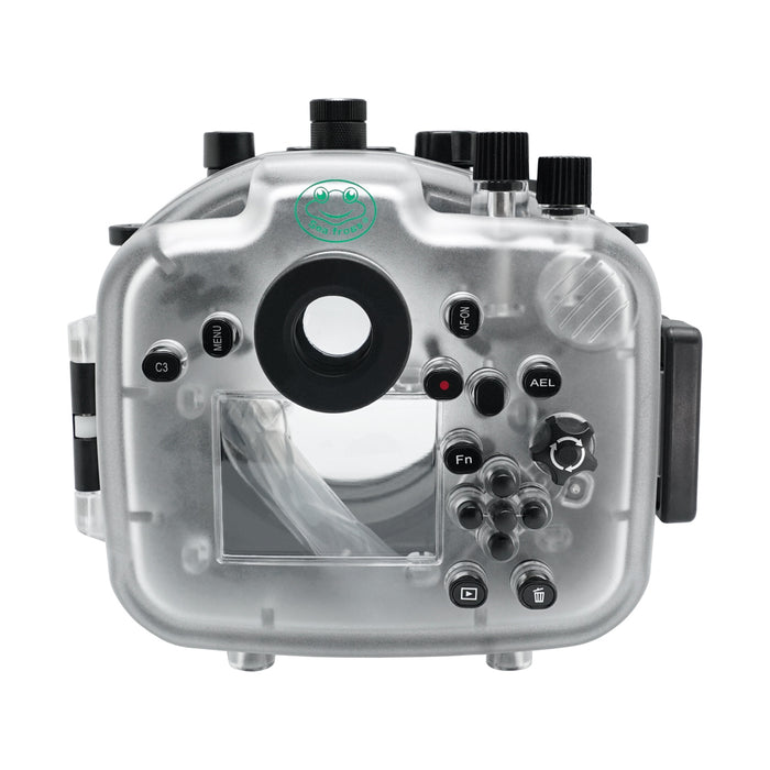 Sony A7R IV Series 40M/130FT Underwater camera housing (Flat Long port) Focus gear for FE 90mm / Sigma 35mm included. Black