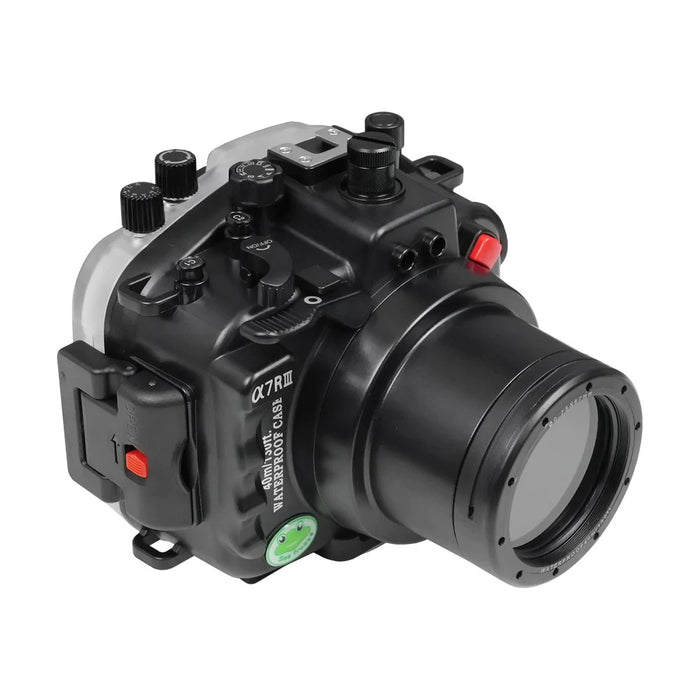 Sony A7R III V.3 Series 40M/130FT Waterproof housing with Flat standard port with 67mm thread for Sony FE 28-70mm F3.5-5.6 OSS Lens (Manual zoom gear included)