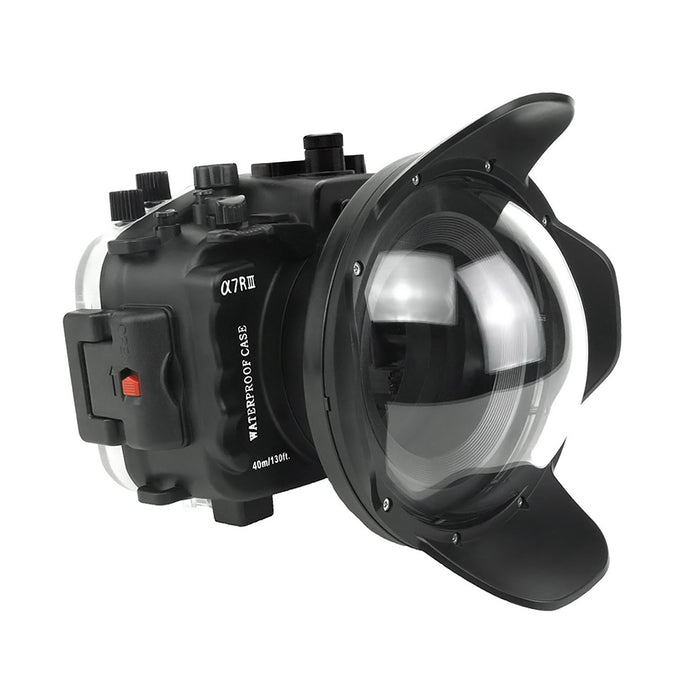 Sony A7R III V.3 Series FE12-24mm f4g UW camera housing kit with 6" Dome port (Including Flat Long port) Zoom rings for FE12-24 F4 and FE16-35 F4 ZA OSS included. Black