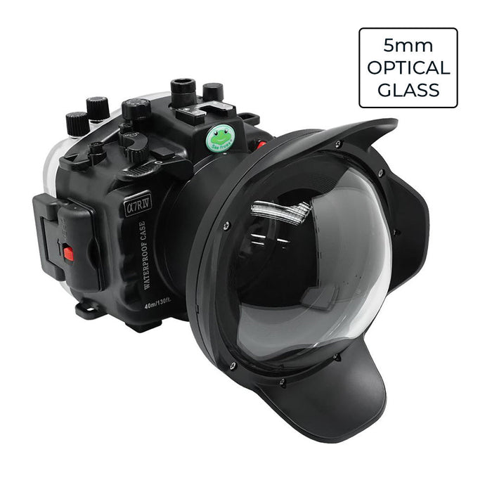 Sony A7R IV FE 12-24mm f4g UW camera housing kit with 6" Optical Glass Dome port (Including standard port) Zoom rings for FE 12-24mm F4 and FE 16-35mm F4 ZA OSS included. Black