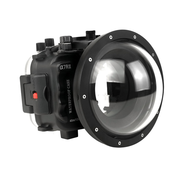 Sony A7R III V.3 Series FE12-24mm f4g UW camera housing kit with 6" Dome port (Including standard port) Zoom rings for FE12-24 F4 and FE16-35 F4 ZA OSS included. Black - Surf