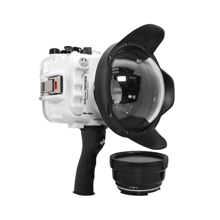 SeaFrogs UW housing for Sony A6xxx series Salted Line with pistol grip & 6" Dry dome port (White) / GEN 3