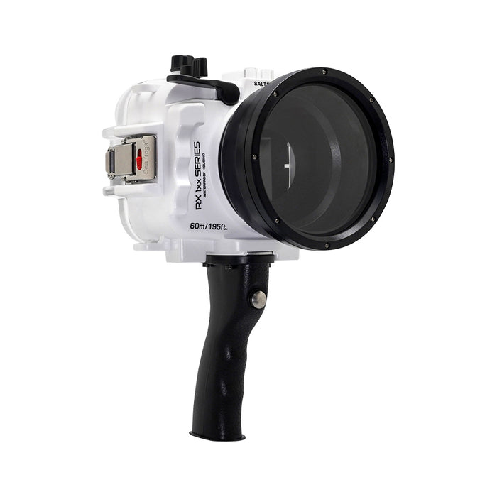 60M/195FT Waterproof housing for Sony RX1xx series Salted Line with Pistol grip (White)