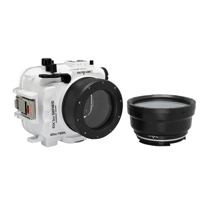 60M/195FT Waterproof housing for Sony RX1xx series Salted Line with 67mm threaded short / Macro port for RX100 III/IV/V (White)